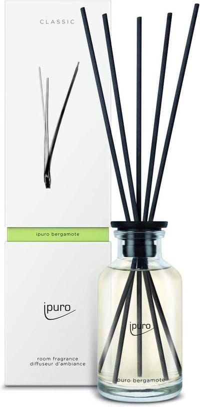 ipuro classic line bergamote geurverspreider Glas, Kunststof Zwart, Transparant Geurfles - 240 ml