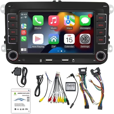Volkswagen 510RNS CarPlay voor VW Golf 5, 6, Polo, Skoda Caddy, T5, Passat, 2-DIN radio met 7-inch scherm, navigatiesysteem, met Bluetooth/USB/FM/RDS,