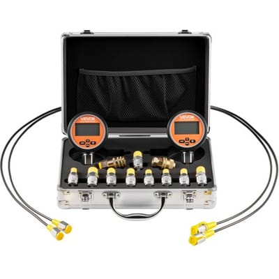 VEVOR digitale hydraulische druktestkoppelingenset, 10000 PSI drukmeter/manometer met 2 manometers, 9 testkoppelingen, 2 snelkoppelingen en 2 slangen voor graafmachines en bouwmachines.
