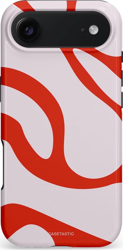 Casetastic hoesje geschikt voor Apple iPhone Air - MagSafe - Dubbellaagse bescherming - Oranje Witte Pebbel Stenen - Fashion Case - Lichtgrijs Rood