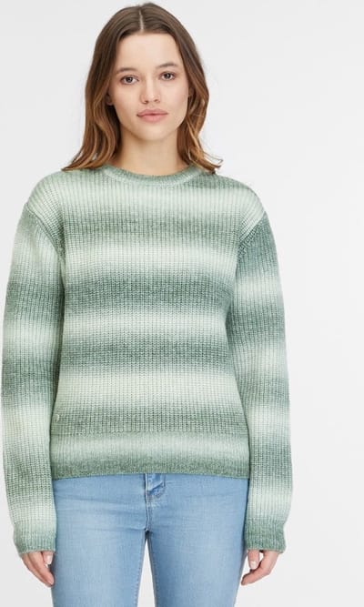 Ragwear Trui Fifina groen streep gebreid ronde hals - maat S