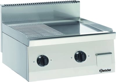 Bartscher Bakplaat 600 B600 - Elektrisch - 1/2 Geribbeld - 1/2 Glad - 7.2 kW - 600x600x290mm