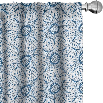 ABAKUHAUS – Blauw-Wit Voorhangen – 2x75x245 cm – Microvezel