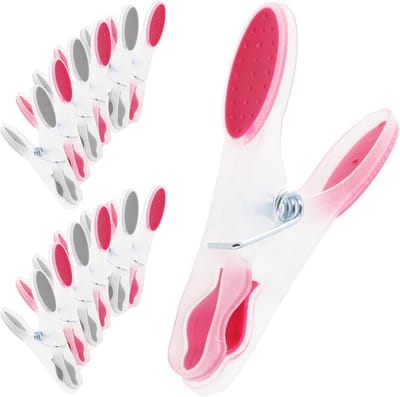 Wasknijpers Kunststof - Sokkenklemmen Set - Was Ophangen - Windbestendig Ontwerp - 12 Stuks - Rood Grijs
