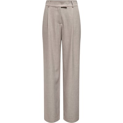 Only taupe dames broek   Straight fit   Steekzakken   Gemeleerd patroon   Knoop- en ritssluiting   High waist Taupe S/32