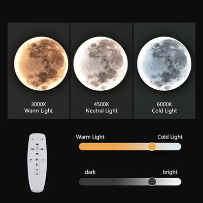 Ronde LED Maan Wandlamp - Dimbare Sfeerverlichting met Afstandsbediening - Ideaal voor Kinderkamer en Woonkamer