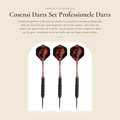 Dailygoods- Darts Set 24g - Professionele Darts - Stalen Punt - Antislip Flight - Lichtgewicht Darts - Geschikt voor Dartbord - Dartpijlen