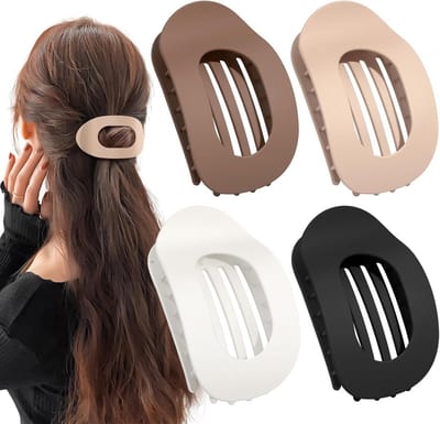 4 Grote Platte Haarclips voor Dames - Non-Slip Franse Stijl Haarklem voor Dik en Dun Haar