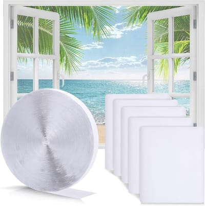 Insectenscherm voor ramen, zonder boren, 150 x 130 cm, aanpasbare bescherming tegen insecten, wit, met klittenband, hoge dichtheid, muggennet, pollenfilter, set van 5, ideaal voor ramen en deuren