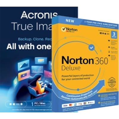 Acronis True Image Essentials | 1 PC | 1 Jaar + Norton 360 Deluxe | 3 Apparaten