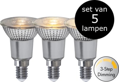 Star Trading - 5-pack | LED - 3 standen- Spot - E14 - 4W - Extra Warm Wit - 2700K - Dimbaar