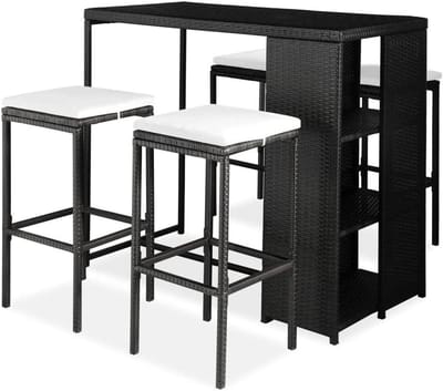 Tuinbarset - Balkonset - Buiten Zitten - Waterdicht Polyrotan - 120 x 60 x 110 cm - Zwart