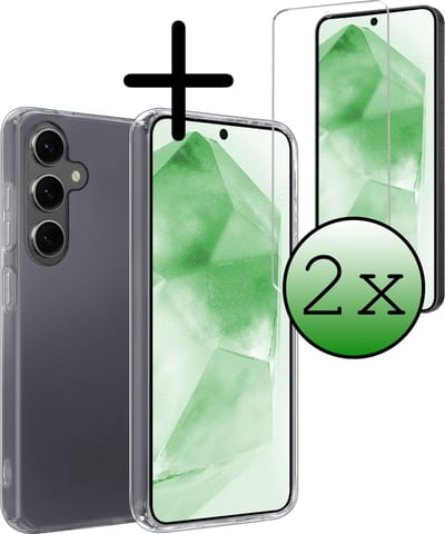 Hoesje Met 2x Screenprotector - Geschikt voor Samsung Galaxy A55 - Sterk & Shockproof - Back Cover - Siliconen Case - Telefoon Hoes - Transparant