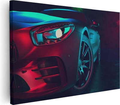 Artaza Canvas Schilderij Sportauto - 30x20 cm - Klein - Muurdecoratie Auto - Wanddecoratie Mancave - Kamer Accessoires