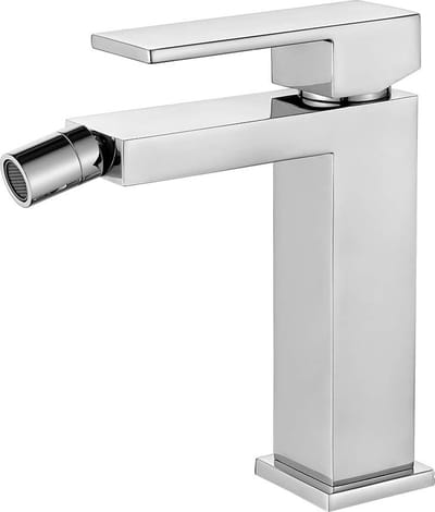 Enkele hendel bidetkraan, vierkante wastafelkraan met comfortabele uitloophoogte, chroom, zilver.