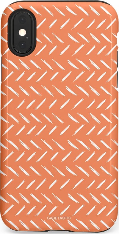 Casetastic hoesje geschikt voor Apple iPhone X / Apple iPhone XS - Dubbellaagse bescherming - Oranje Witte Nederland Cross Patroon - Fashion Case - Terracotta Zand