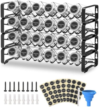 CRLYN® Kruidenrek Ophangbaar - Kruidenpotjes Lade Organizer - Kruidenrekken - Zwart