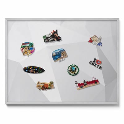 Tulup Magneetbord met Zilveren Frame - Grijs Magnetisch Bord met Kleurvariaties - 80 cm x 60 cm - 3D geometrische achtergrond - Magnetisch Bord Rechthoekig - Magnetisch Bord voor aan de Wand - Magneetbord met Effen Frame
