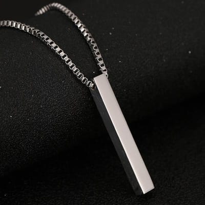 Vierzijdig Graveren Gepersonaliseerde Vierkante Staaf Aangepaste Naam Ketting Roestvrijstalen Hanger Ketting Vrouwen / Mannen Liefde Cadeau Sieraden Commonly zwart