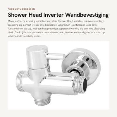 Dailygoods- Omvormer Douchekop - Wandmontage - Doucheverdeler - G1/2 Inch - Hoge Temperatuurweerstand - Eenvoudig te Installeren