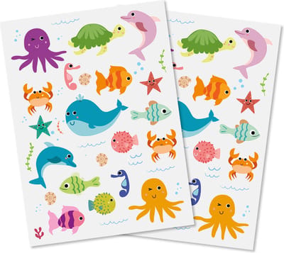 Stickers - Zeeleven Cartoon - Scrapbook Hobby DIY - 2 Stickervellen - 1.3-6.4cm - 62 Stuks