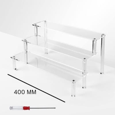 3-traps acryl riser displaystandaard, 40 cm display riser rek, transparante acryl organizer, tafelrek voor make-uptafel, cupcake, parfum, skincare, cosmetica, sieradenstandaard (1 stuk), Trap organizer, sieradenstandaard,display standaard