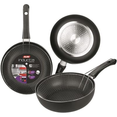 Poêle à frire avec panier Inducta - IBILI - 26 cm - Aluminium - Antiadhésif - Compatible avec l’induction noir