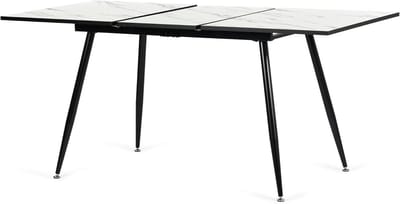 Uittrekbare Eettafel - Verstelbare Tafel Eettafel Uitschuifbaar - Dineren met Gasten - Wit Marmeren Look - 120-160 cm - Wit