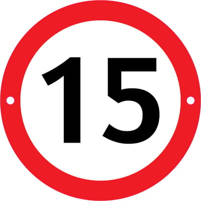 Verbodsbord 15 Kilometer - 30cmØ met 2 Boorgaten - op 3mm dik Aluminium