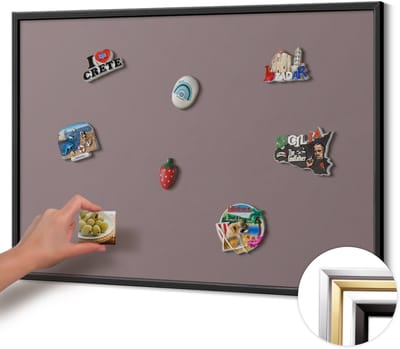 Wallfluent - Bruin Magneetbord in Stijlvolle Kleuren - 100 cm x 70 cm - Magneetbord met Zwarte Frame - Lichtbruine kleur - Magnetisch Bord Foto Bevestiging - Magnetisch Bord Muurbevestiging - Design Magneetbord met Frame