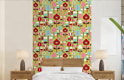Behang - Fotobehang Patronen - Bloemen - Kleuren - Breedte 140 cm x hoogte 220 cm
