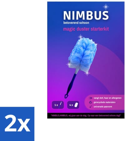 2 x NIMBUS Magic Duster Starterkit Handvat + 4 Navullingen 1 set - Schoonmaken - Stofvrij - Huisdierenharen - Allergenen - Statische Vezels