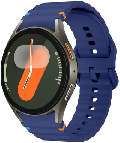 Siliconen wave bandje - geschikt voor Samsung Galaxy Watch 7 (40 & 44mm) / Watch 6 (Classic) / Watch 5 (Pro) / Watch 4 (Classic) / Watch FE - gesp sluiting - donkerblauw