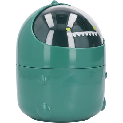Poubelle de Bureau Style Bébé Dinosaure Grande Bouche Conception Détachable Fond Antidérapant Plastique Durable Mini Poubelle Vert gray