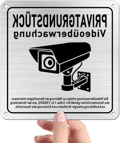 Videobewaking Bord - Waarschuwingsbord Camera - Privé Perceel - Zelfklevend Aluminium - 15x15cm - Zwart