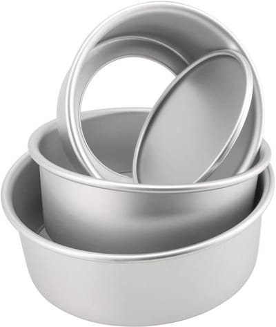 Dailygoods- Taartvormpjes Set van 3 - Geanodiseerd Aluminium - Ronde Bakvorm 6/7/8 Inch - Verwijderbare Bodem - Diepe Antiaanbaklaag - Ideaal voor Taarten - Cakevorm