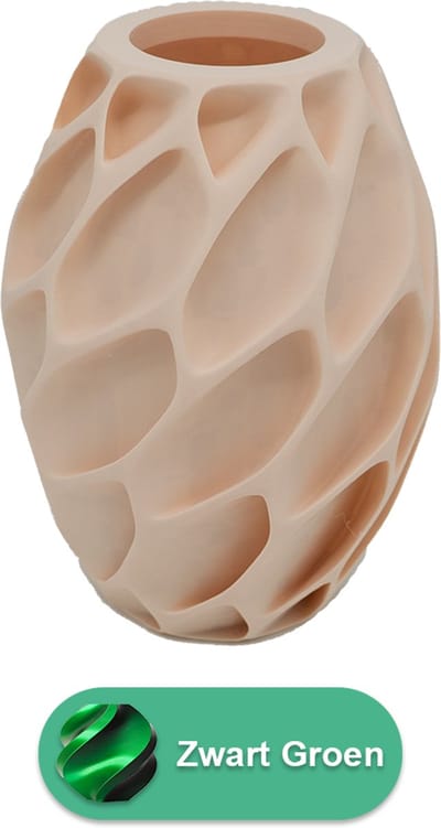 Oruna organische vaas – Decoratieve vaas - Zwart / Groen - 3d geprinte vaas – geschikt voor droogbloemen - 20CM