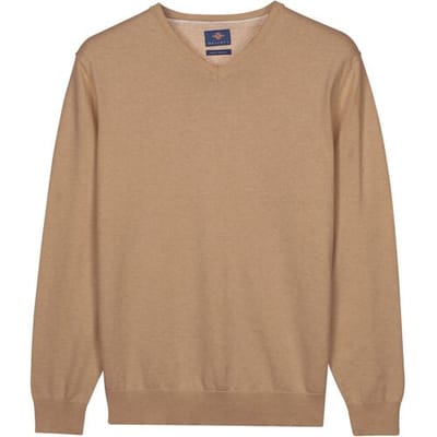 Baileys Trui Uni Color V-Neck Pima Cotton Zand / male