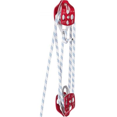 VEVOR Dubbel Blok met Gevlochten Touw 12 mm x 46 m Dubbel Blok Klimsysteem Breeklengte 35 kn Hoge Sterkte voor Gebruik Binnen Buiten Amateursport