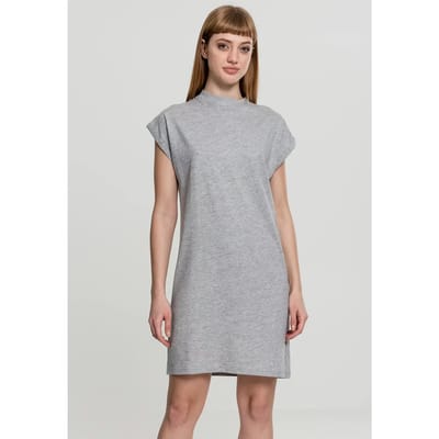 Urban Classics - Turtleneck Extended Shoulder Korte jurk - S - Grijs