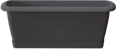 Prosperplast Plantenbak Respana - antraciet- met onderzetter - 39 x 18 cm - bloembak