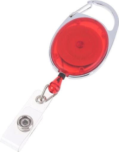 Fako Bijoux - Uittrekbare Sleutelhanger Met Koord - Rolspeld - Yoyo - Jojo - Skipashouder - Nylon - 36x56mm - Transparant - Rood