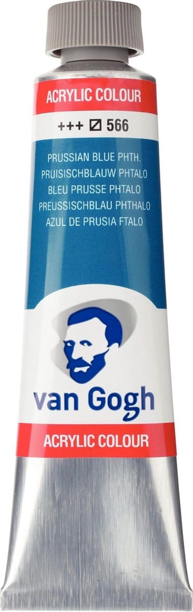 Van Gogh Acrylverf Blauw - Acrylpaint - 566 Pruisischblauw Phtalo - Acrylic Verf Paint - Acrylaatverf - Blauwe Hobbyverf - Watergedragen Verf - Sneldrogende Pigmentrijke Verf - 40ml