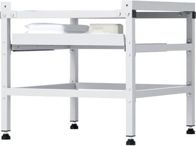 Wasmachine standaard, 48,5 x 25 inch, 590 lbs draagvermogen, dubbele kommen, verstelbare voeten, koolstofstaal voor wasmachine en droger