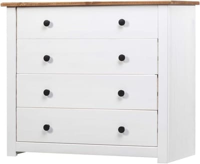 Dressoir Kast - Opbergkast Buffet - Woonkamer Organiseren - Massief Hout - 80x40x73cm - Wit