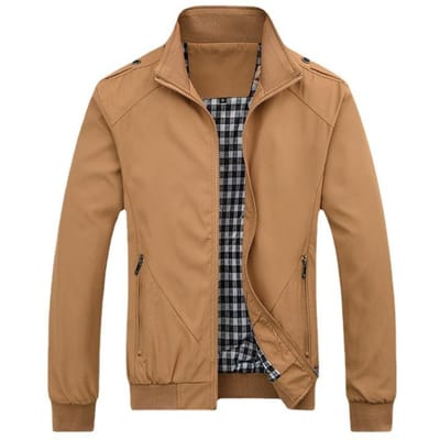 Jas Herfst Koreaanse Versie van Middelbare Leeftijd Jas Trend Casual Heren Opstaande Kraag Shirt 5XL brown