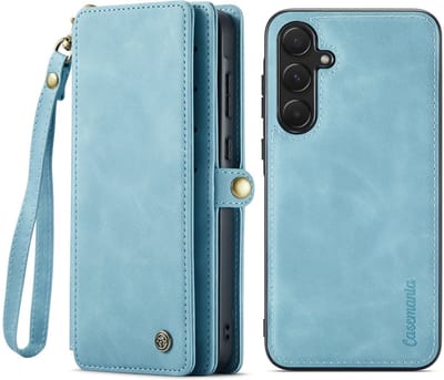 CaseMania Bookcase hoesje geschikt voor Samsung Galaxy A36 - Effen Aqua - Kunstleer - Portemonnee met 10 Vakjes voor Pasjes, Cash & Ritsvakje
