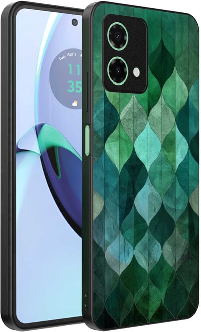 Geschikt voor Motorola Moto G84 Telefoonhoesje met Groene Bladeren Opdruk - TPU Backcover Case Green Leafs Design - Groen - Smartphonica geschikt voor Motorola Moto G84