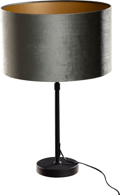 QAZQA parte shade - Klassieke Tafellamp met kap - 1 lichts - H 70 cm - Zwart Goud - Woonkamer | Slaapkamer | Keuken