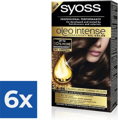 Syoss Oleo Intense - Haarverf - 4-86 - Fluweel Bruin - 115ml x 6